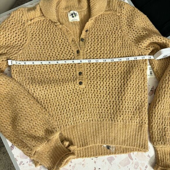 Free People Care FP Snowdrift Pullover Sweater in Camel Heather Size small new - Picture 9 of 13
